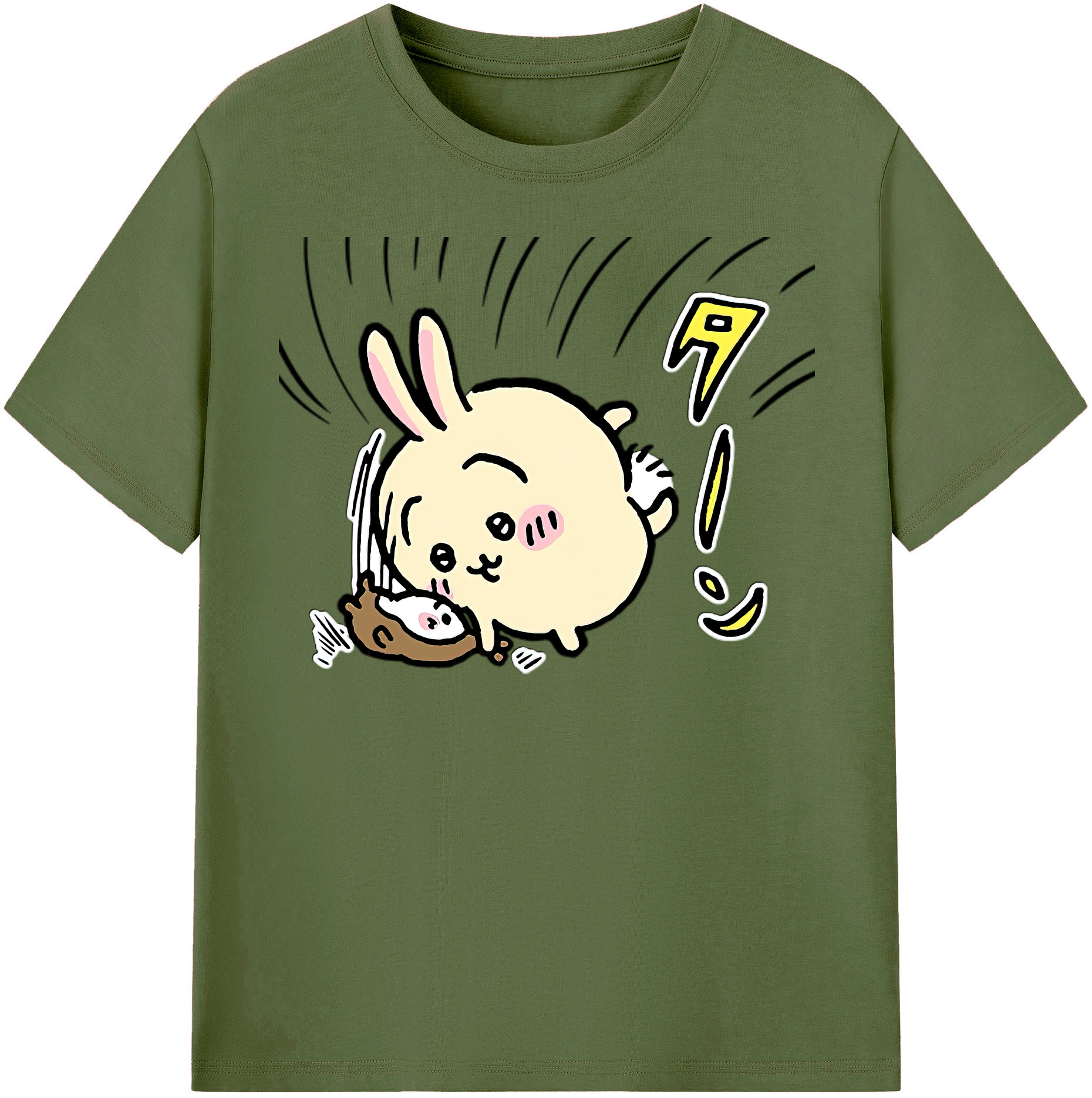 （画像用） ちいかわ うさぎ Chii-kawa usagi 綿100％半袖Tシャツ（フロントプリント）